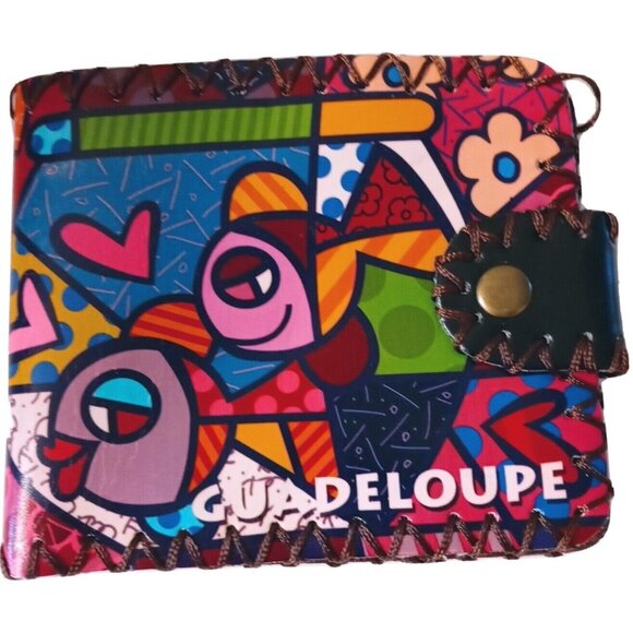 Colorful Abstract Pop Art Bi-fold Wallet Fish Souvenir France Guadeloupe Island - Picture 7 of 8